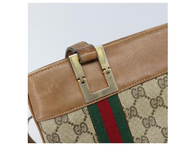 Borsa tote in PVC beige e oro della linea Sherry GG Supreme di GUCCI Auth 173878 D'oro - vista 10