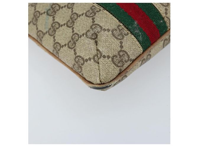 Borsa tote in PVC beige e oro della linea Sherry GG Supreme di GUCCI Auth 173878 D'oro - vista 14