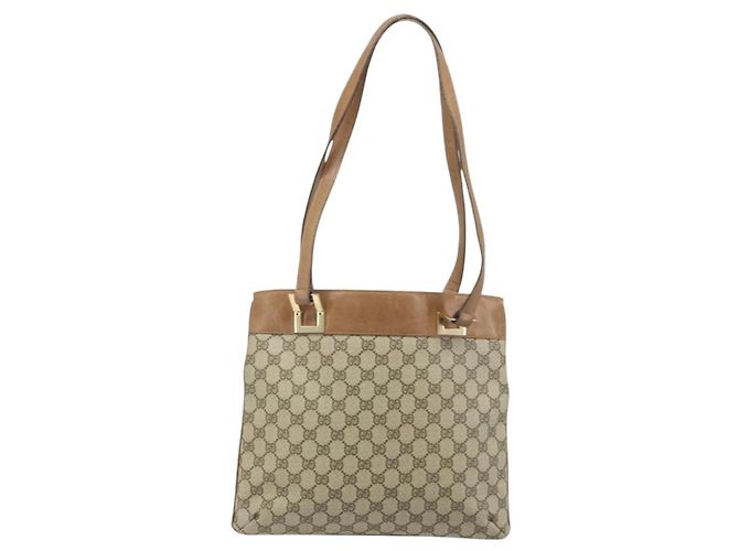 Borsa tote in PVC beige e oro della linea Sherry GG Supreme di GUCCI Auth 173878 D'oro - vista 2