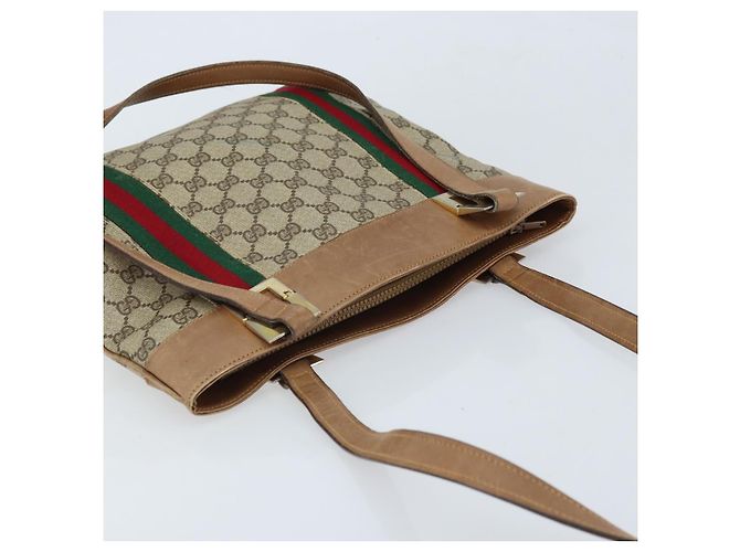 Borsa tote in PVC beige e oro della linea Sherry GG Supreme di GUCCI Auth 173878 D'oro - vista 6