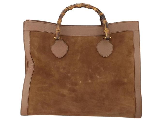 Bamboo Borsa a Spalla GUCCI in Camoscio Marrone Oro 002 1434 0259 Auth ep13442 D'oro - vista 13