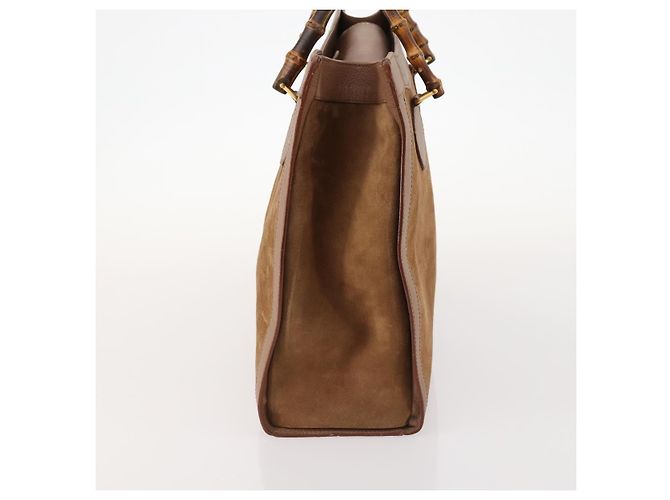 Bamboo Borsa a Spalla GUCCI in Camoscio Marrone Oro 002 1434 0259 Auth ep13442 D'oro - vista 3