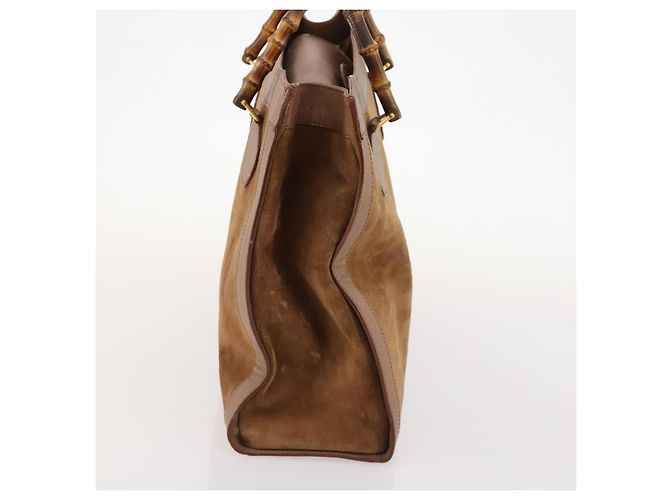 Bamboo Borsa a Spalla GUCCI in Camoscio Marrone Oro 002 1434 0259 Auth ep13442 D'oro - vista 4
