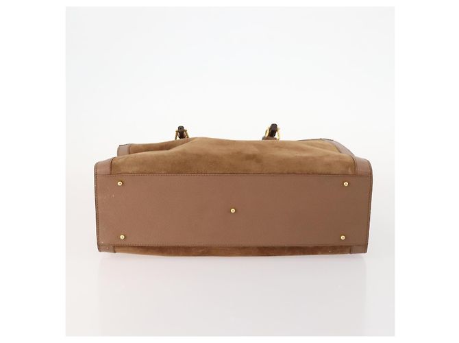Bamboo Borsa a Spalla GUCCI in Camoscio Marrone Oro 002 1434 0259 Auth ep13442 D'oro - vista 5