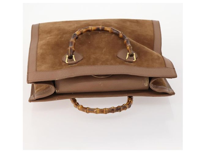 Bamboo Borsa a Spalla GUCCI in Camoscio Marrone Oro 002 1434 0259 Auth ep13442 D'oro - vista 6