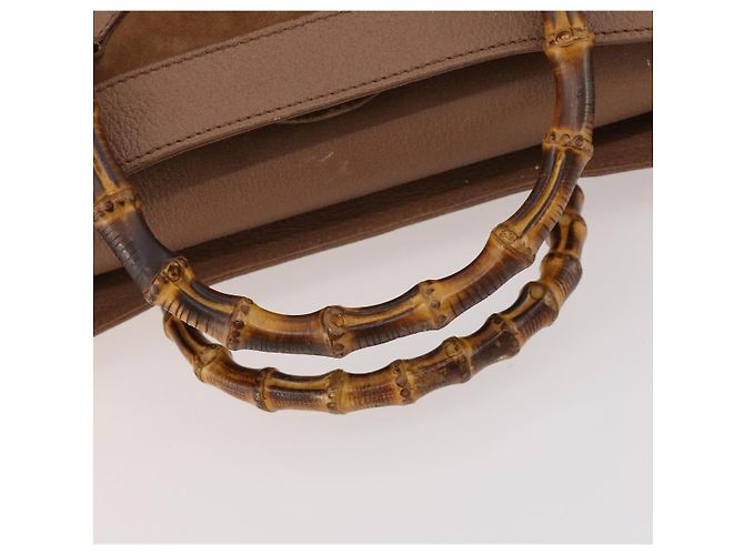 Bamboo Borsa a Spalla GUCCI in Camoscio Marrone Oro 002 1434 0259 Auth ep13442 D'oro - vista 7