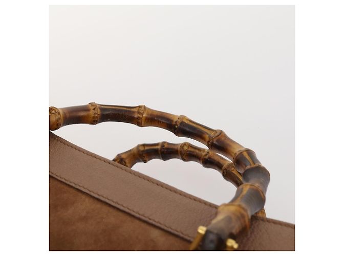 Bamboo Borsa a Spalla GUCCI in Camoscio Marrone Oro 002 1434 0259 Auth ep13442 D'oro - vista 8