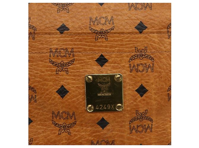 Borsa tote MCM Logogram Vicetos in PVC marrone e oro Auth ki6533 D'oro - vista 12