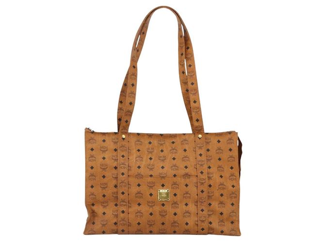 Borsa tote MCM Logogram Vicetos in PVC marrone e oro Auth ki6533 D'oro - vista 13