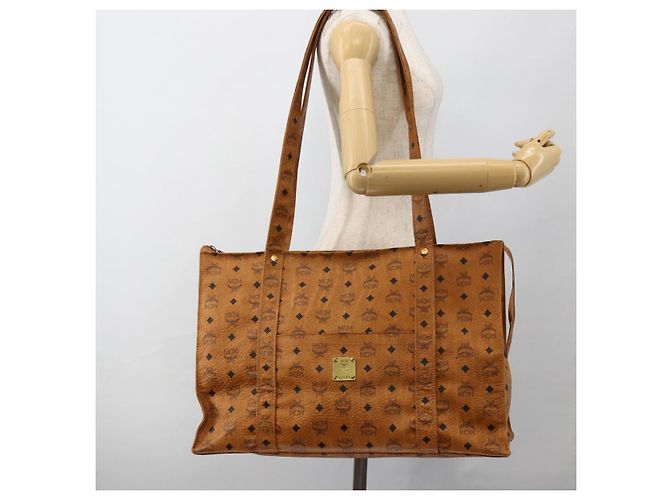 Borsa tote MCM Logogram Vicetos in PVC marrone e oro Auth ki6533 D'oro - vista 22