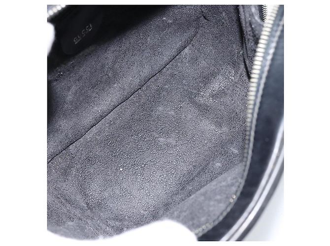 Borsa a Mano GUCCI Bamboo in pelle verniciata 2 in 1 Nero Argento Auth 172271 - vista 10