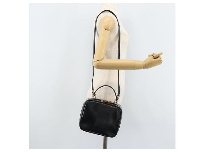 Borsa a Mano GUCCI Bamboo in pelle verniciata 2 in 1 Nero Argento Auth 172271 - vista 24