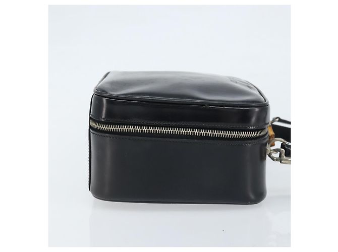 Borsa a Mano GUCCI Bamboo in pelle verniciata 2 in 1 Nero Argento Auth 172271 - vista 3