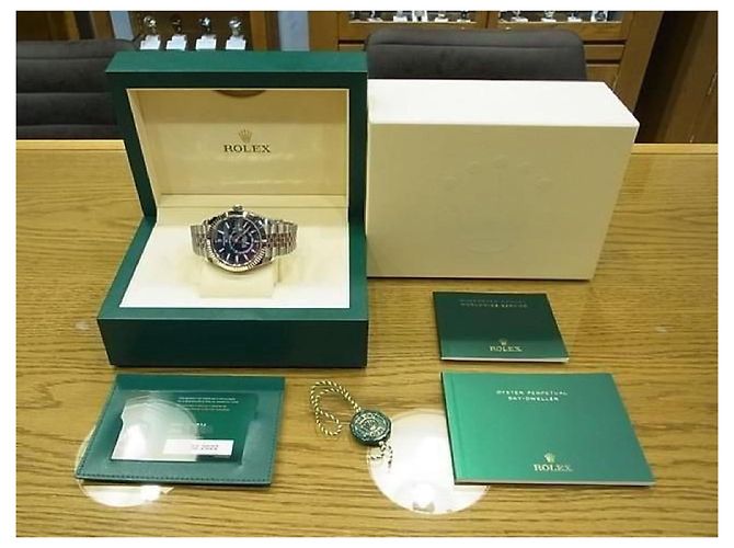 ROLEX Sky-Dweller Lunetta WG Bracciale Jubilee Blu Rif.326934 Uomo Argento - vista 17