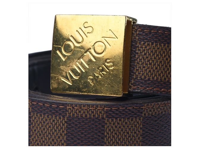 Cinto Louis Vuitton Damier Ebene com fivela em tom dourado Marrom - vista 2