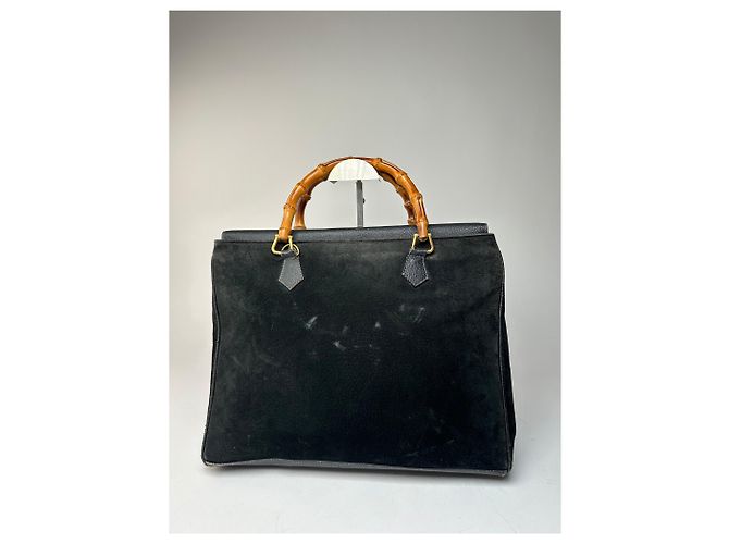 Bamboo Gucci vintage in suede con bambù Nero - vista 10