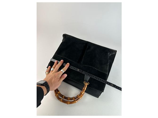 Bamboo Gucci vintage in suede con bambù Nero - vista 11