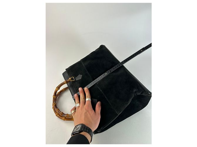 Bamboo Gucci vintage in suede con bambù Nero - vista 12