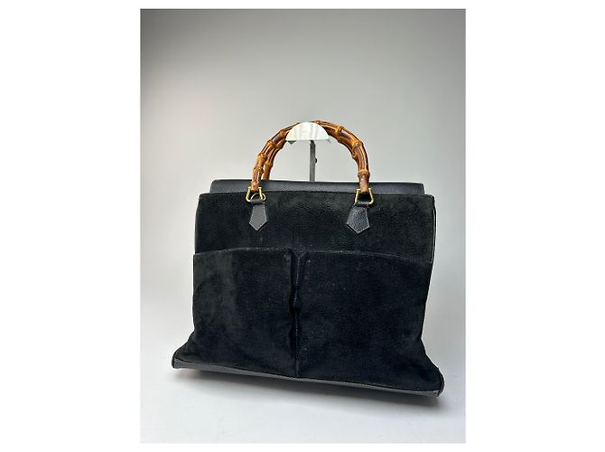 Bamboo Gucci vintage in suede con bambù Nero - vista 14