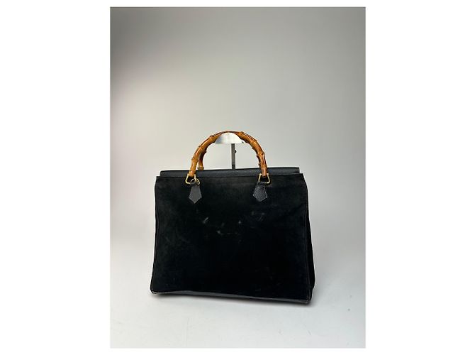 Bamboo Gucci vintage in suede con bambù Nero - vista 2