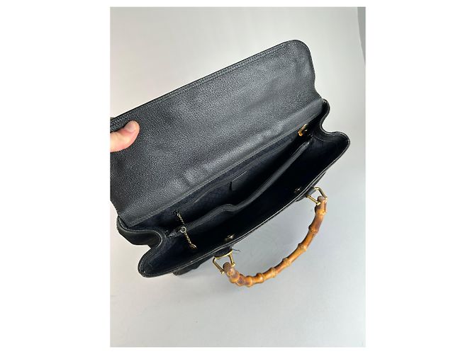 Bamboo Gucci vintage in suede con bambù Nero - vista 3