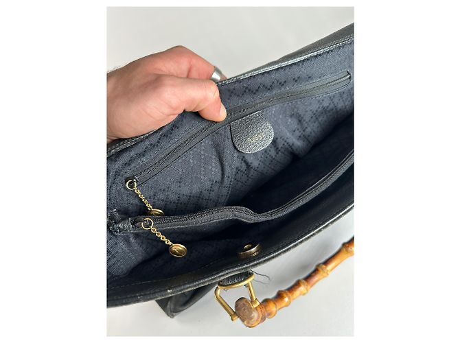 Bamboo Gucci vintage in suede con bambù Nero - vista 5