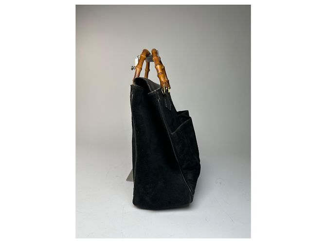 Bamboo Gucci vintage in suede con bambù Nero - vista 7