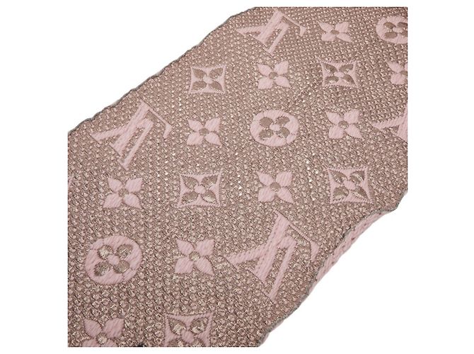 Stola in lana e paglia rosa Louis Vuitton - vista 4