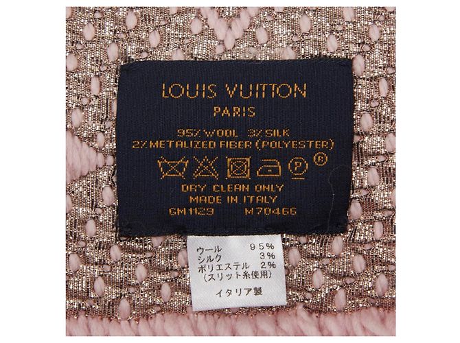 Stola in lana e paglia rosa Louis Vuitton - vista 6