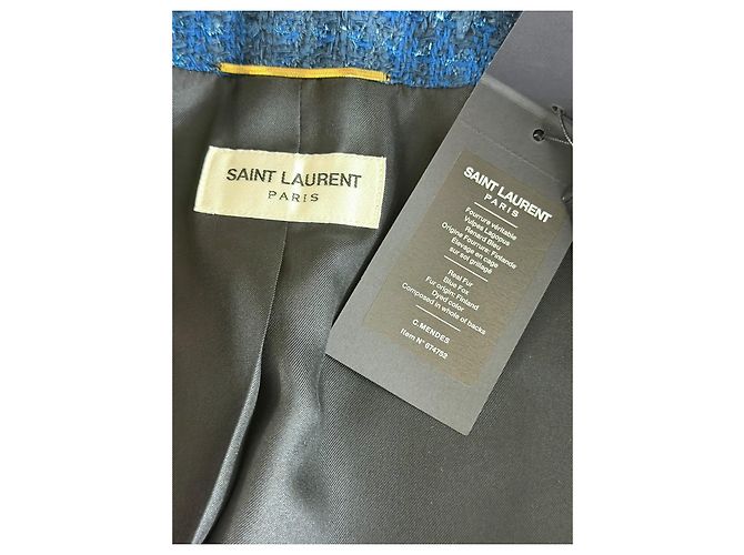 Giacca in tweed blu Saint Laurent - vista 8