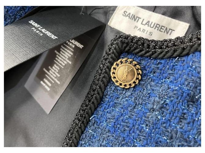 Giacca in tweed blu Saint Laurent - vista 9