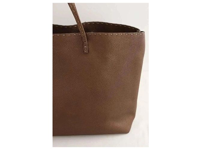 Fendi Borsa tote in pelle marrone - vista 4