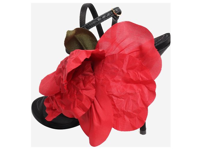 Dolce & Gabbana Schwarze Satin-High Heels mit Blütendetails - Größe EU 38 - Ansicht 4