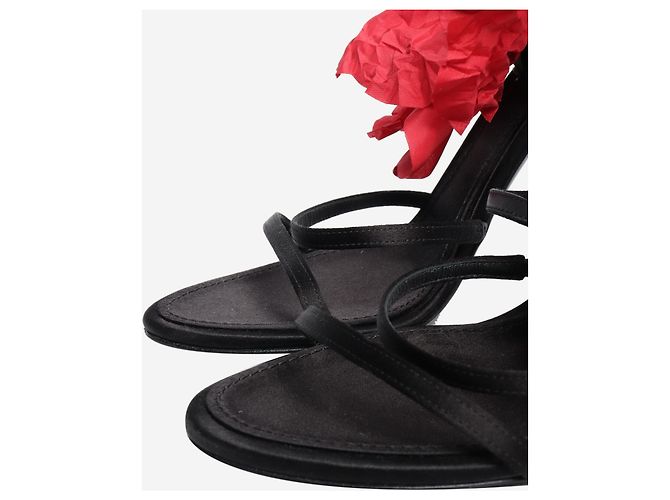 Dolce & Gabbana Schwarze Satin-High Heels mit Blütendetails - Größe EU 38 - Ansicht 5
