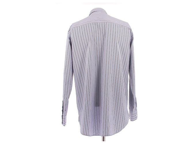 Autre Marque Camicia a righe blu e marrone in cotone - vista 2