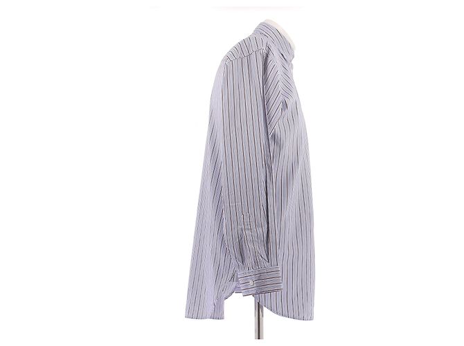 Autre Marque Camicia a righe blu e marrone in cotone - vista 3