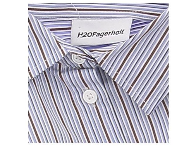 Autre Marque Camicia a righe blu e marrone in cotone - vista 5