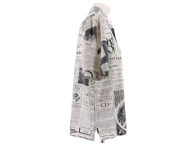 Dior Camicia con stampa di giornale in cotone e seta Grigio - vista 3