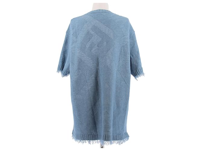 Fendi Blauer Pullover mit kurzen Ärmeln aus Baumwolle - Ansicht 2