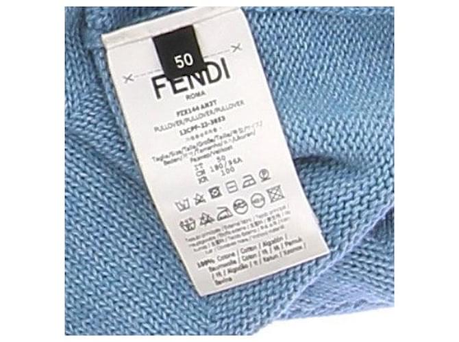 Fendi Blauer Pullover mit kurzen Ärmeln aus Baumwolle - Ansicht 6