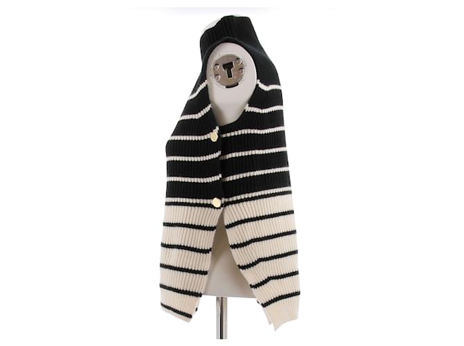 Autre Marque Ärmelloser gestreifter Pullover aus Kaschmir Schwarz - Ansicht 4