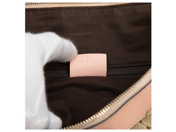 Borsa a tracolla Gucci in tela GG beige Abbey D Ring Rosa - vista 6