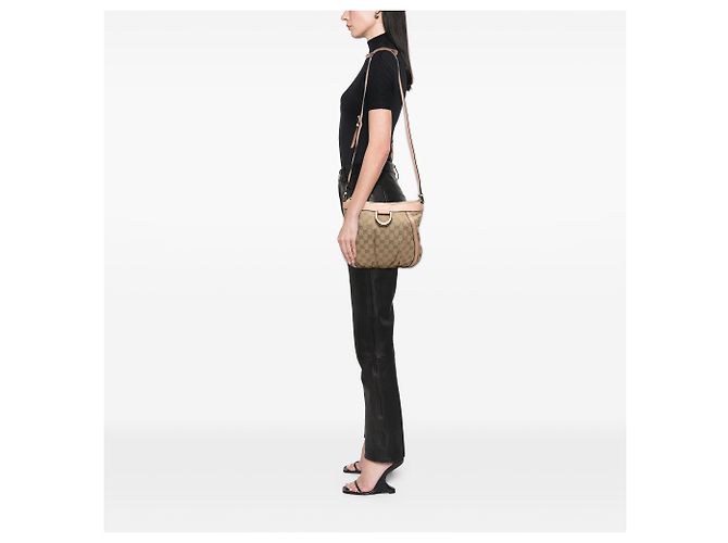 Borsa a tracolla Gucci in tela GG beige Abbey D Ring Rosa - vista 7