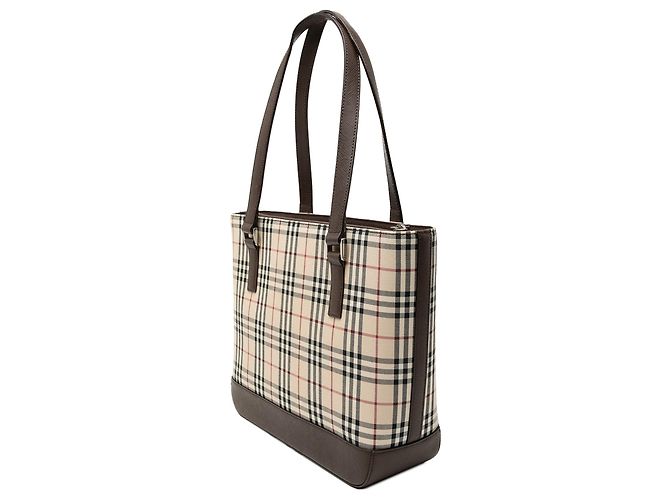 Beige Burberry Haus-Check Canvas Tote - Ansicht 2