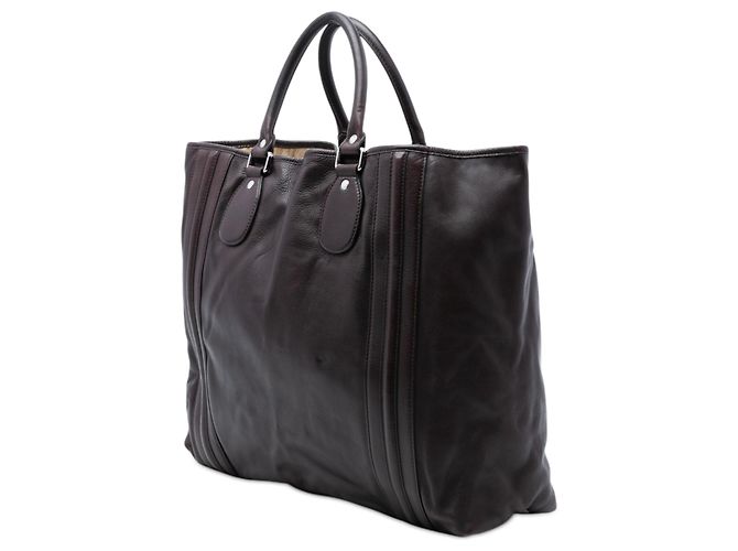 Gucci braune Leder-Tote Dunkelbraun - Ansicht 2