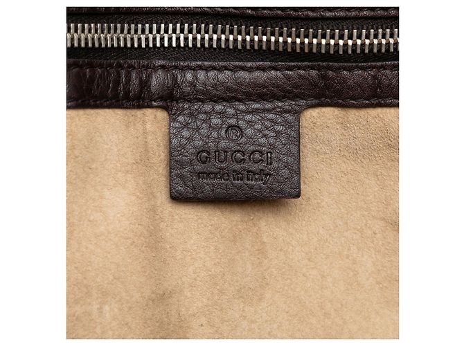 Gucci braune Leder-Tote Dunkelbraun - Ansicht 6