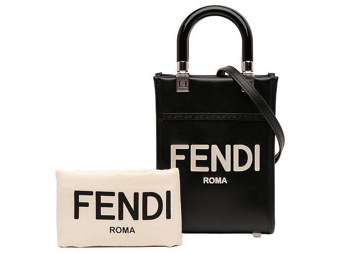 Fendi Mini Tote Sunshine Shopper de Cuero Negro - vista 11