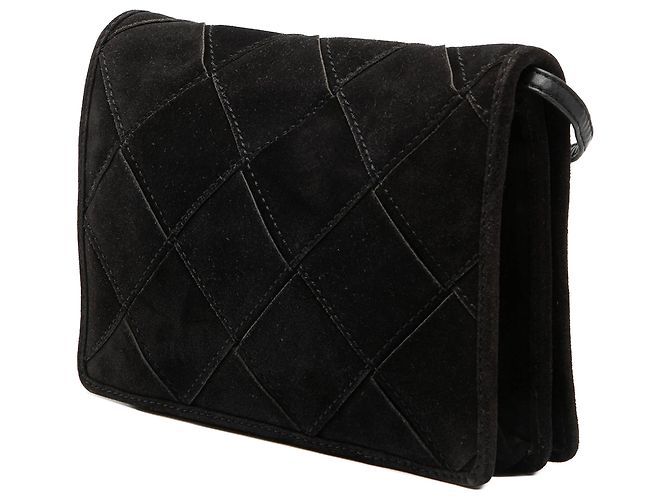 Bottega Veneta Borsa a tracolla in suede nero Intrecciato - vista 2