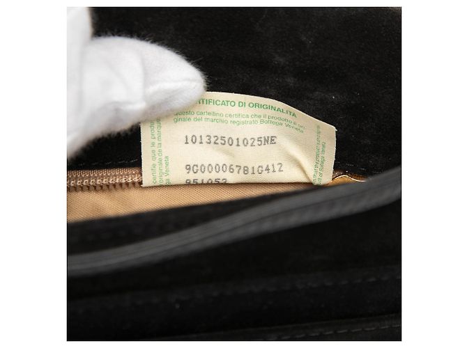 Bottega Veneta Borsa a tracolla in suede nero Intrecciato - vista 6