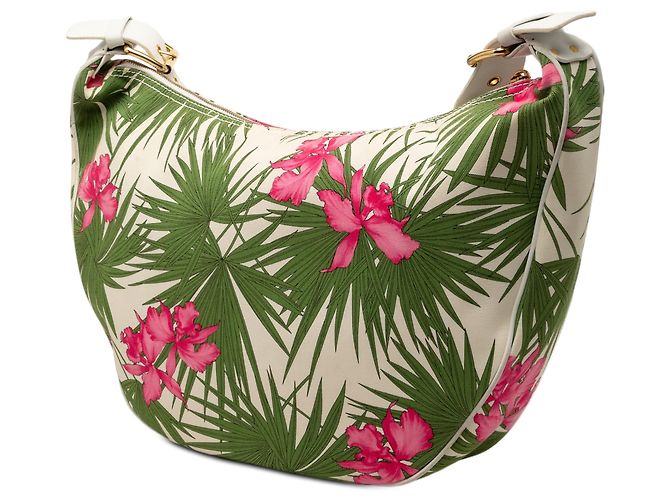 Céline Celine Borsa a tracolla in tela stampata floreale bianca Bianco - vista 2